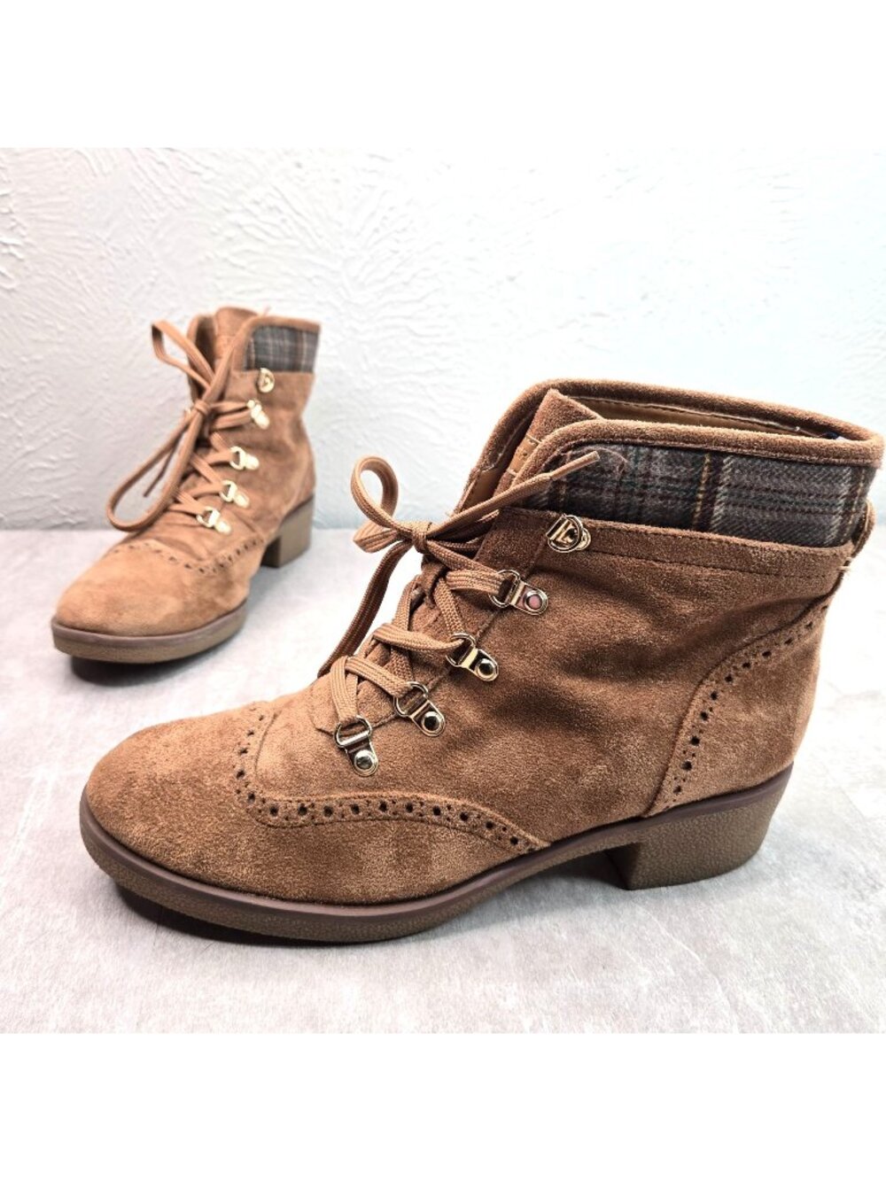 Tommy Hilfiger Lace Up Ankle Boots Brown Grunge Preppy Oxford Wingtip Booties 9M